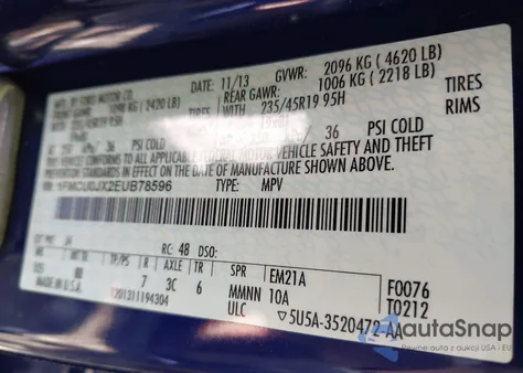 2014 Ford Escape Titanium из США, поврежденный, VIN 1FMCU0JX2EUB78596